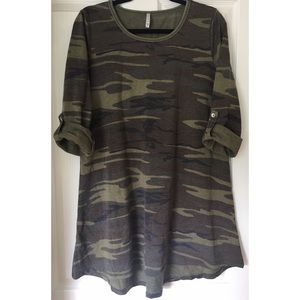 Z Supply Roll Tab Camo Shirt Dress